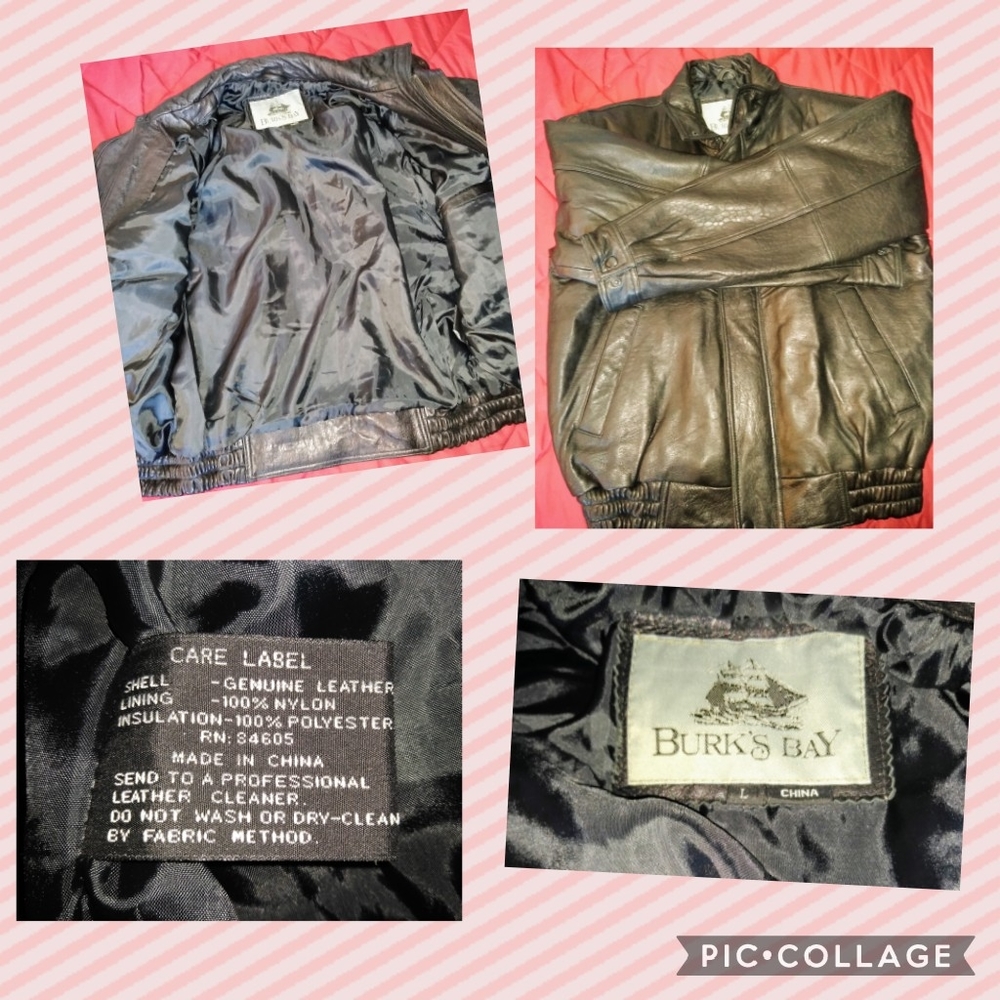 Burks Bay genuine leather jacket size Large